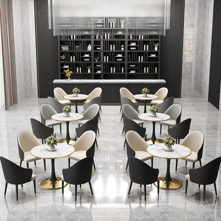 31.5'' Traditional Luxury Dining Table Round Table with Metal Tulip Base Clearhalo ' dining_table' 'Dining Tables & Seating' 'Dining Tables' 'furn' 'furn_dining_table' 'Furniture' 'furniture_dining_table' 'Kitchen & Dining Furniture' 'kitchen&dining_furn' 'kitchen' 'kitchen_dining_table' 4020507