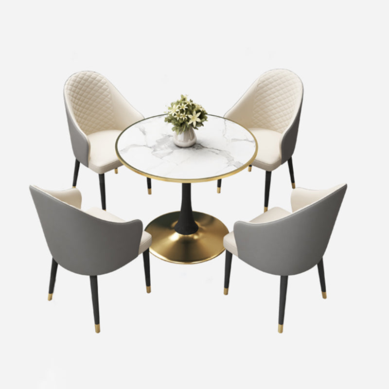 31.5'' Traditional Luxury Dining Table Round Table with Metal Tulip Base Clearhalo ' dining_table' 'Dining Tables & Seating' 'Dining Tables' 'furn' 'furn_dining_table' 'Furniture' 'furniture_dining_table' 'Kitchen & Dining Furniture' 'kitchen&dining_furn' 'kitchen' 'kitchen_dining_table' 4020509