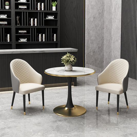 31.5'' Traditional Luxury Dining Table Round Table with Metal Tulip Base Clearhalo ' dining_table' 'Dining Tables & Seating' 'Dining Tables' 'furn' 'furn_dining_table' 'Furniture' 'furniture_dining_table' 'Kitchen & Dining Furniture' 'kitchen&dining_furn' 'kitchen' 'kitchen_dining_table' 4020516