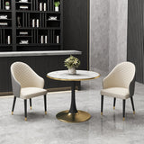 31.5'' Traditional Luxury Dining Table Round Table with Metal Tulip Base Clearhalo ' dining_table' 'Dining Tables & Seating' 'Dining Tables' 'furn' 'furn_dining_table' 'Furniture' 'furniture_dining_table' 'Kitchen & Dining Furniture' 'kitchen&dining_furn' 'kitchen' 'kitchen_dining_table' 4020516