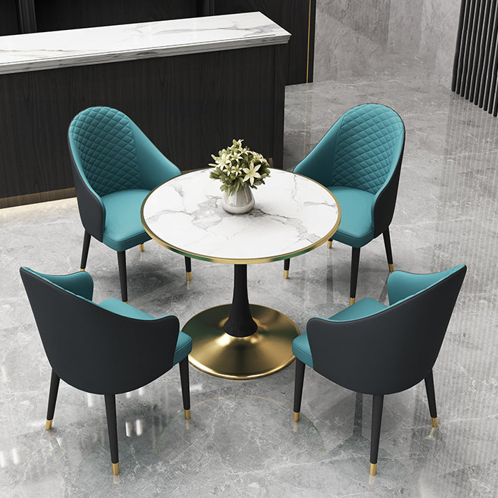 31.5'' Traditional Luxury Dining Table Round Table with Metal Tulip Base Clearhalo ' dining_table' 'Dining Tables & Seating' 'Dining Tables' 'furn' 'furn_dining_table' 'Furniture' 'furniture_dining_table' 'Kitchen & Dining Furniture' 'kitchen&dining_furn' 'kitchen' 'kitchen_dining_table' 4020518