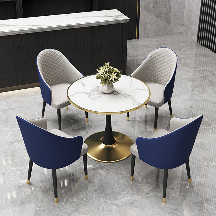 31.5'' Traditional Luxury Dining Table Round Table with Metal Tulip Base Clearhalo ' dining_table' 'Dining Tables & Seating' 'Dining Tables' 'furn' 'furn_dining_table' 'Furniture' 'furniture_dining_table' 'Kitchen & Dining Furniture' 'kitchen&dining_furn' 'kitchen' 'kitchen_dining_table' 4020520