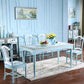 Rectangle 4 Legs Retro Modern Dining Table Two-Color Fixed Table of Solid Wood Clearhalo ' dining_table' 'Dining Tables & Seating' 'Dining Tables' 'furn' 'furn_dining_table' 'Furniture' 'furniture_dining_table' 'Kitchen & Dining Furniture' 'kitchen&dining_furn' 'kitchen' 'kitchen_dining_table' 4020523