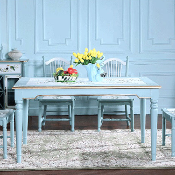 Rectangle 4 Legs Retro Modern Dining Table Two-Color Fixed Table of Solid Wood Clearhalo ' dining_table' 'Dining Tables & Seating' 'Dining Tables' 'furn' 'furn_dining_table' 'Furniture' 'furniture_dining_table' 'Kitchen & Dining Furniture' 'kitchen&dining_furn' 'kitchen' 'kitchen_dining_table' 4020524