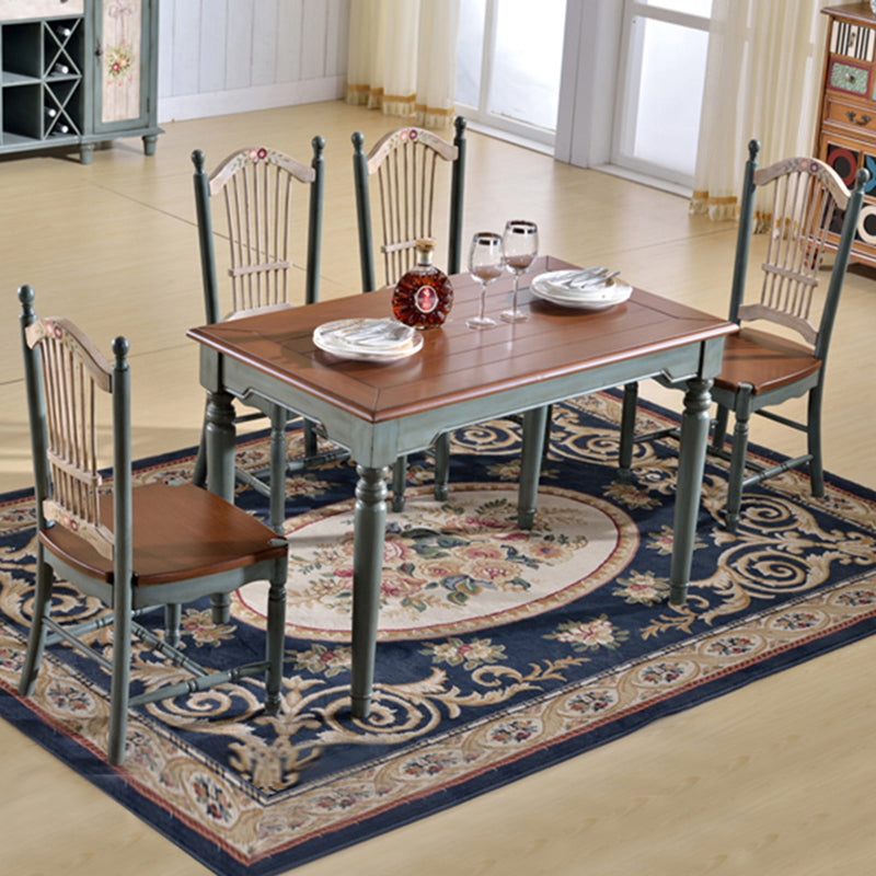 Rectangle 4 Legs Retro Modern Dining Table Two-Color Fixed Table of Solid Wood Natural Without Chairs Clearhalo ' dining_table' 'Dining Tables & Seating' 'Dining Tables' 'furn' 'furn_dining_table' 'Furniture' 'furniture_dining_table' 'Kitchen & Dining Furniture' 'kitchen&dining_furn' 'kitchen' 'kitchen_dining_table' 4020525