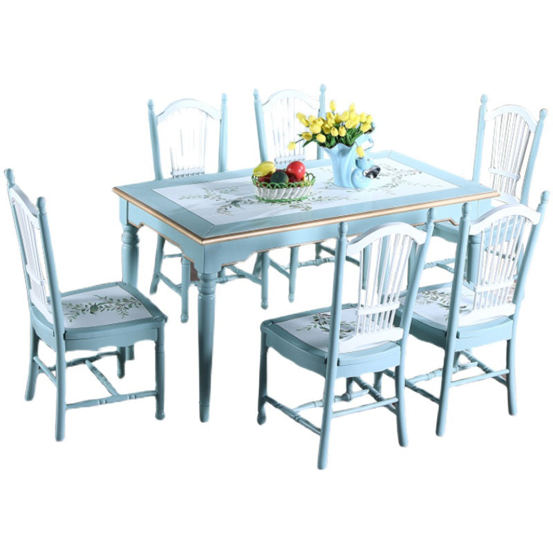 Rectangle 4 Legs Retro Modern Dining Table Two-Color Fixed Table of Solid Wood Clearhalo ' dining_table' 'Dining Tables & Seating' 'Dining Tables' 'furn' 'furn_dining_table' 'Furniture' 'furniture_dining_table' 'Kitchen & Dining Furniture' 'kitchen&dining_furn' 'kitchen' 'kitchen_dining_table' 4020530