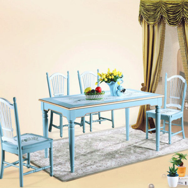 Rectangle 4 Legs Retro Modern Dining Table Two-Color Fixed Table of Solid Wood Clearhalo ' dining_table' 'Dining Tables & Seating' 'Dining Tables' 'furn' 'furn_dining_table' 'Furniture' 'furniture_dining_table' 'Kitchen & Dining Furniture' 'kitchen&dining_furn' 'kitchen' 'kitchen_dining_table' 4020531