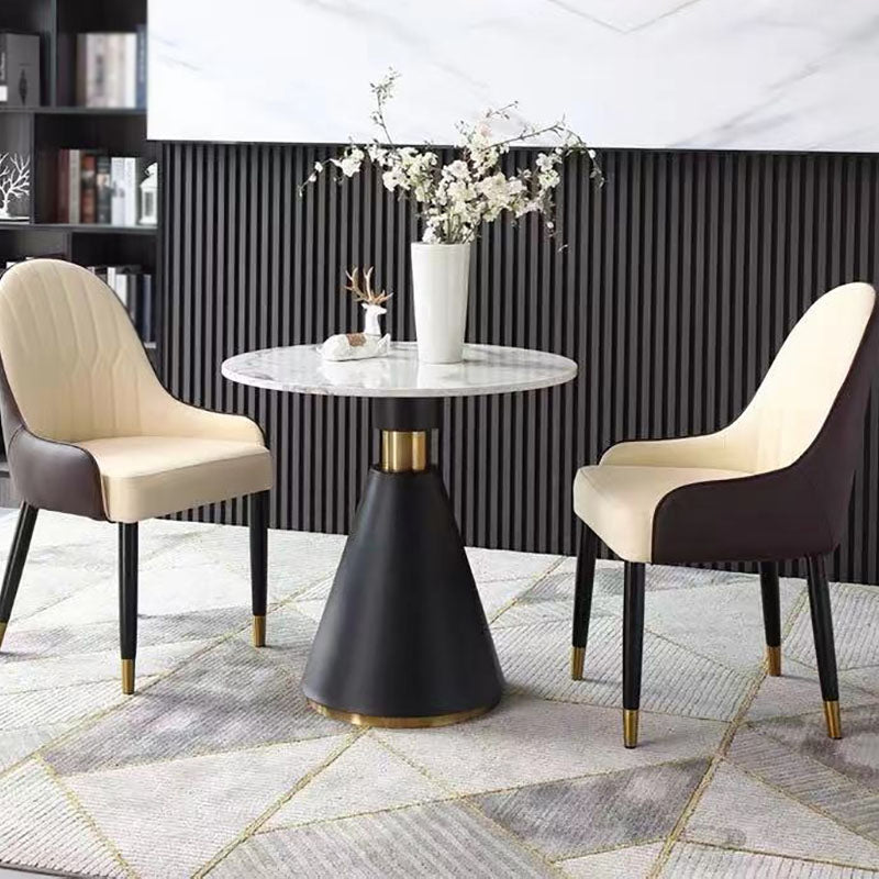 Metal Contemporary Dining Table Marble Table with Pedestal Base Clearhalo ' dining_table' 'Dining Tables & Seating' 'Dining Tables' 'furn' 'furn_dining_table' 'Furniture' 'furniture_dining_table' 'Kitchen & Dining Furniture' 'kitchen&dining_furn' 'kitchen' 'kitchen_dining_table' 4020535
