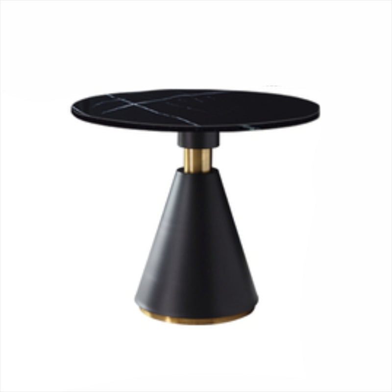 Metal Contemporary Dining Table Marble Table with Pedestal Base Black Black Clearhalo ' dining_table' 'Dining Tables & Seating' 'Dining Tables' 'furn' 'furn_dining_table' 'Furniture' 'furniture_dining_table' 'Kitchen & Dining Furniture' 'kitchen&dining_furn' 'kitchen' 'kitchen_dining_table' 4020536