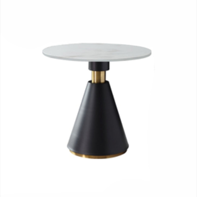 Metal Contemporary Dining Table Marble Table with Pedestal Base Gloss White Black Clearhalo ' dining_table' 'Dining Tables & Seating' 'Dining Tables' 'furn' 'furn_dining_table' 'Furniture' 'furniture_dining_table' 'Kitchen & Dining Furniture' 'kitchen&dining_furn' 'kitchen' 'kitchen_dining_table' 4020537