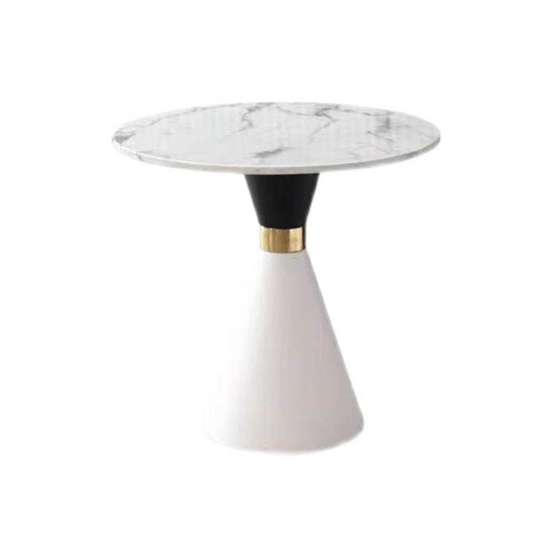 Metal Contemporary Dining Table Marble Table with Pedestal Base White White Clearhalo ' dining_table' 'Dining Tables & Seating' 'Dining Tables' 'furn' 'furn_dining_table' 'Furniture' 'furniture_dining_table' 'Kitchen & Dining Furniture' 'kitchen&dining_furn' 'kitchen' 'kitchen_dining_table' 4020539