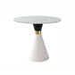 Metal Contemporary Dining Table Marble Table with Pedestal Base Gloss White White Clearhalo ' dining_table' 'Dining Tables & Seating' 'Dining Tables' 'furn' 'furn_dining_table' 'Furniture' 'furniture_dining_table' 'Kitchen & Dining Furniture' 'kitchen&dining_furn' 'kitchen' 'kitchen_dining_table' 4020541