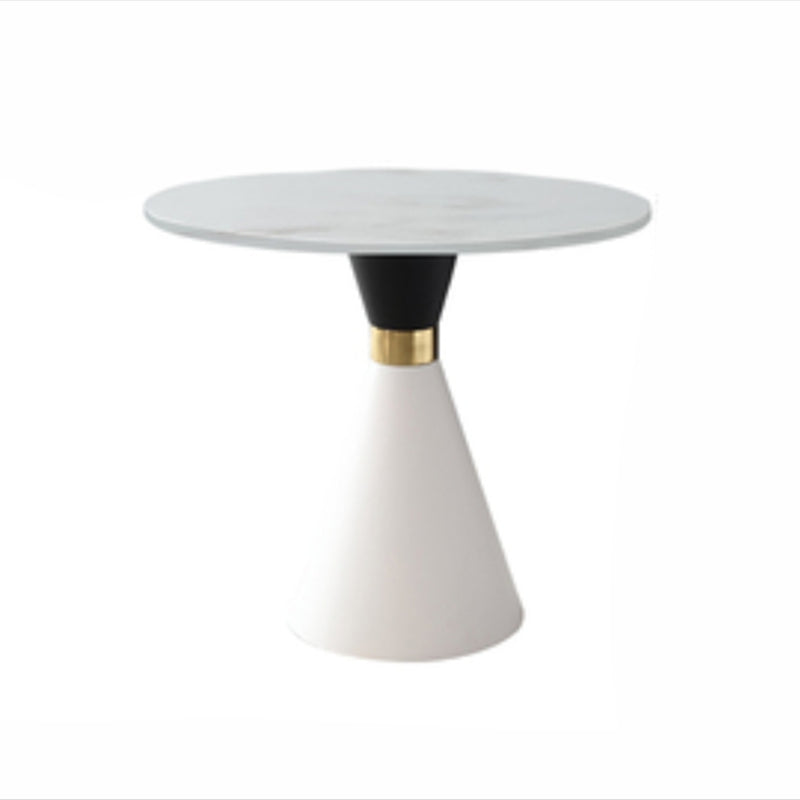 Metal Contemporary Dining Table Marble Table with Pedestal Base Gloss White White Clearhalo ' dining_table' 'Dining Tables & Seating' 'Dining Tables' 'furn' 'furn_dining_table' 'Furniture' 'furniture_dining_table' 'Kitchen & Dining Furniture' 'kitchen&dining_furn' 'kitchen' 'kitchen_dining_table' 4020541