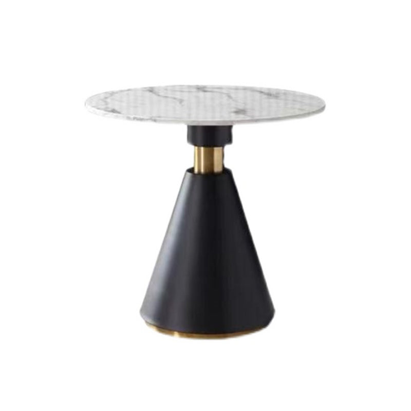 Metal Contemporary Dining Table Marble Table with Pedestal Base White Black Clearhalo ' dining_table' 'Dining Tables & Seating' 'Dining Tables' 'furn' 'furn_dining_table' 'Furniture' 'furniture_dining_table' 'Kitchen & Dining Furniture' 'kitchen&dining_furn' 'kitchen' 'kitchen_dining_table' 4020543