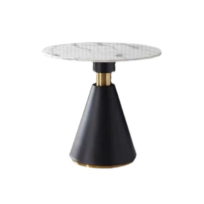 Metal Contemporary Dining Table Marble Table with Pedestal Base White Black Clearhalo ' dining_table' 'Dining Tables & Seating' 'Dining Tables' 'furn' 'furn_dining_table' 'Furniture' 'furniture_dining_table' 'Kitchen & Dining Furniture' 'kitchen&dining_furn' 'kitchen' 'kitchen_dining_table' 4020543
