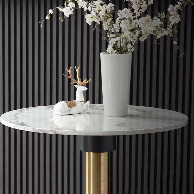 Metal Contemporary Dining Table Marble Table with Pedestal Base Clearhalo ' dining_table' 'Dining Tables & Seating' 'Dining Tables' 'furn' 'furn_dining_table' 'Furniture' 'furniture_dining_table' 'Kitchen & Dining Furniture' 'kitchen&dining_furn' 'kitchen' 'kitchen_dining_table' 4020546