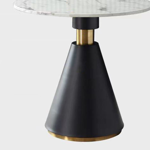 Metal Contemporary Dining Table Marble Table with Pedestal Base Clearhalo ' dining_table' 'Dining Tables & Seating' 'Dining Tables' 'furn' 'furn_dining_table' 'Furniture' 'furniture_dining_table' 'Kitchen & Dining Furniture' 'kitchen&dining_furn' 'kitchen' 'kitchen_dining_table' 4020547