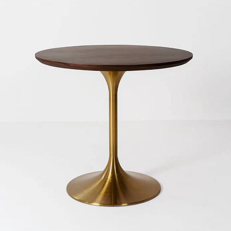 Metal Contemporary Round Dining Table Solid Wood Top Table for Dining Room Walnut Without Chairs Clearhalo ' dining_table' 'Dining Tables & Seating' 'Dining Tables' 'furn' 'furn_dining_table' 'Furniture' 'furniture_dining_table' 'Kitchen & Dining Furniture' 'kitchen&dining_furn' 'kitchen' 'kitchen_dining_table' 4020552
