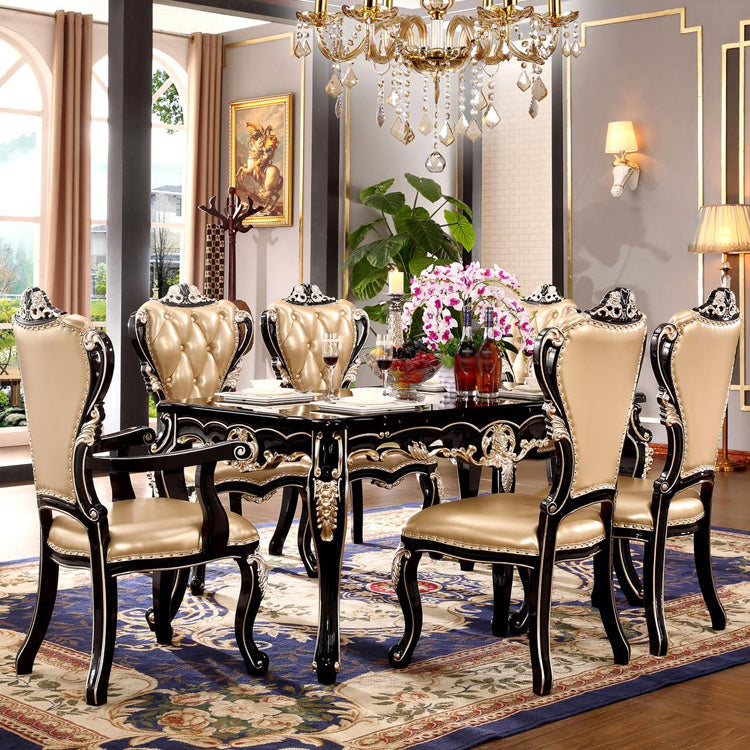 Marble Black Tone Dining Table Victorian 4 Legs Table for Dining Room Clearhalo ' dining_table' 'Dining Tables & Seating' 'Dining Tables' 'furn' 'furn_dining_table' 'Furniture' 'furniture_dining_table' 'Kitchen & Dining Furniture' 'kitchen&dining_furn' 'kitchen' 'kitchen_dining_table' 4020581