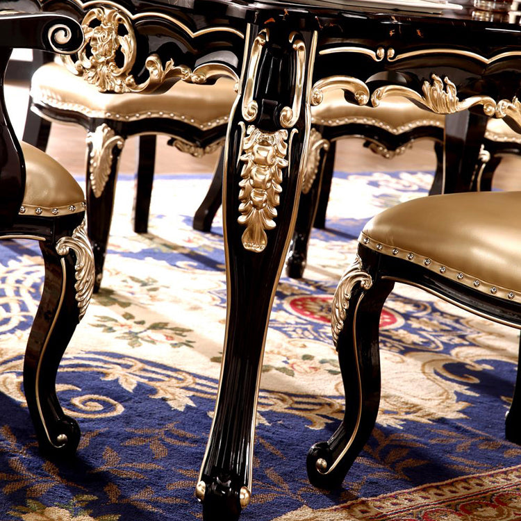 Marble Black Tone Dining Table Victorian 4 Legs Table for Dining Room Clearhalo ' dining_table' 'Dining Tables & Seating' 'Dining Tables' 'furn' 'furn_dining_table' 'Furniture' 'furniture_dining_table' 'Kitchen & Dining Furniture' 'kitchen&dining_furn' 'kitchen' 'kitchen_dining_table' 4020582