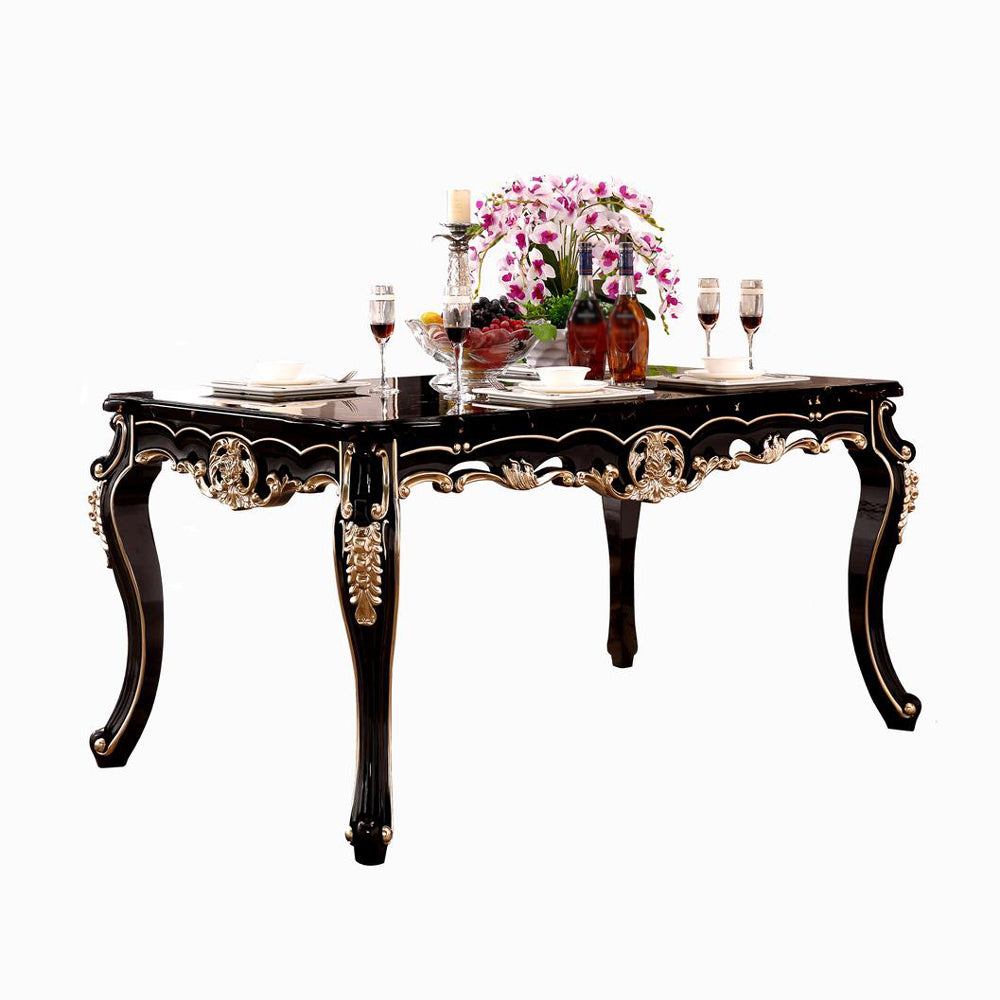 Marble Black Tone Dining Table Victorian 4 Legs Table for Dining Room Without Chairs Clearhalo ' dining_table' 'Dining Tables & Seating' 'Dining Tables' 'furn' 'furn_dining_table' 'Furniture' 'furniture_dining_table' 'Kitchen & Dining Furniture' 'kitchen&dining_furn' 'kitchen' 'kitchen_dining_table' 4020583