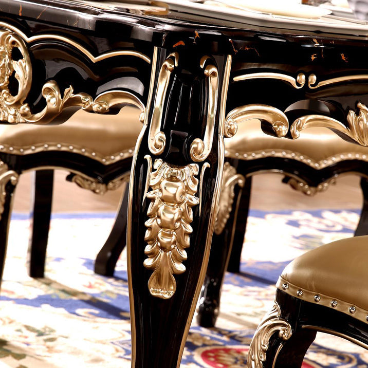 Marble Black Tone Dining Table Victorian 4 Legs Table for Dining Room Clearhalo ' dining_table' 'Dining Tables & Seating' 'Dining Tables' 'furn' 'furn_dining_table' 'Furniture' 'furniture_dining_table' 'Kitchen & Dining Furniture' 'kitchen&dining_furn' 'kitchen' 'kitchen_dining_table' 4020585