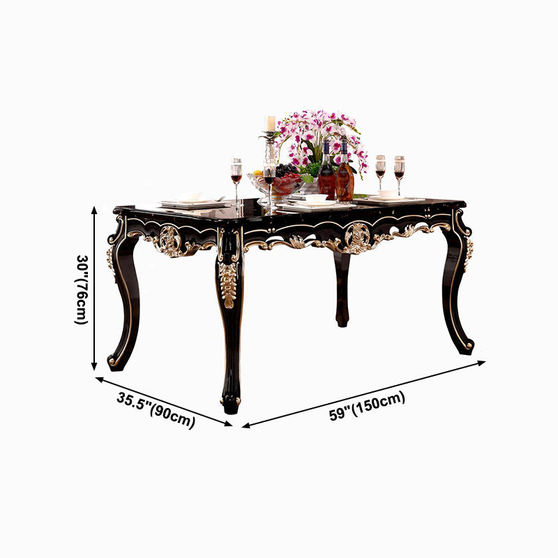 Marble Black Tone Dining Table Victorian 4 Legs Table for Dining Room Clearhalo ' dining_table' 'Dining Tables & Seating' 'Dining Tables' 'furn' 'furn_dining_table' 'Furniture' 'furniture_dining_table' 'Kitchen & Dining Furniture' 'kitchen&dining_furn' 'kitchen' 'kitchen_dining_table' 4020589