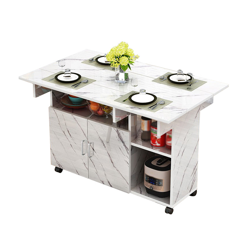 Manufactured Wood Contemporary Table Rectangular Wood Top Table with Drop Leaf Straight Angle White Clearhalo ' dining_table' 'Dining Tables & Seating' 'Dining Tables' 'furn' 'furn_dining_table' 'Furniture' 'furniture_dining_table' 'Kitchen & Dining Furniture' 'kitchen&dining_furn' 'kitchen' 'kitchen_dining_table' 4020591