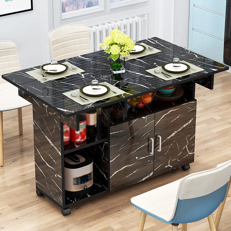 Manufactured Wood Contemporary Table Rectangular Wood Top Table with Drop Leaf Straight Angle Black Clearhalo ' dining_table' 'Dining Tables & Seating' 'Dining Tables' 'furn' 'furn_dining_table' 'Furniture' 'furniture_dining_table' 'Kitchen & Dining Furniture' 'kitchen&dining_furn' 'kitchen' 'kitchen_dining_table' 4020592
