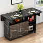 Manufactured Wood Contemporary Table Rectangular Wood Top Table with Drop Leaf Fillet Black Clearhalo ' dining_table' 'Dining Tables & Seating' 'Dining Tables' 'furn' 'furn_dining_table' 'Furniture' 'furniture_dining_table' 'Kitchen & Dining Furniture' 'kitchen&dining_furn' 'kitchen' 'kitchen_dining_table' 4020594