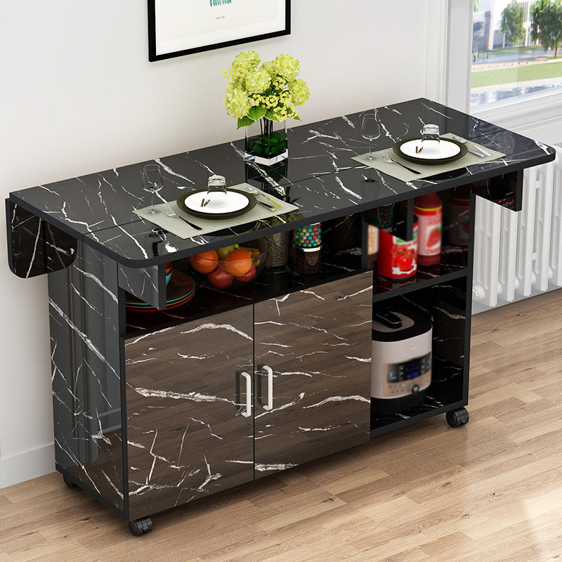 Manufactured Wood Contemporary Table Rectangular Wood Top Table with Drop Leaf Fillet Black Clearhalo ' dining_table' 'Dining Tables & Seating' 'Dining Tables' 'furn' 'furn_dining_table' 'Furniture' 'furniture_dining_table' 'Kitchen & Dining Furniture' 'kitchen&dining_furn' 'kitchen' 'kitchen_dining_table' 4020594