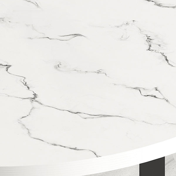 Metal Contemporary Round Dining Table High Gloss White Wood Top Table with Drop Leaf Clearhalo ' dining_table' 'Dining Tables & Seating' 'Dining Tables' 'furn' 'furn_dining_table' 'Furniture' 'furniture_dining_table' 'Kitchen & Dining Furniture' 'kitchen&dining_furn' 'kitchen' 'kitchen_dining_table' 4020621