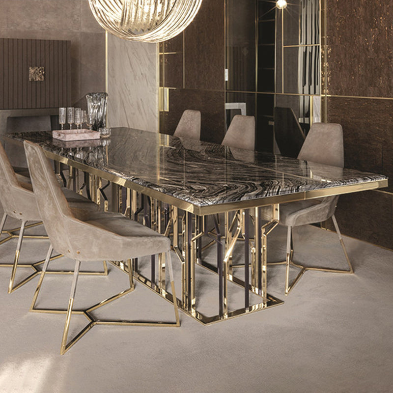 Luxury Style Marble Dining Table Single Pedestal Base Rectangle Table for Home Clearhalo ' dining_table' 'Dining Tables & Seating' 'Dining Tables' 'furn' 'furn_dining_table' 'Furniture' 'furniture_dining_table' 'Kitchen & Dining Furniture' 'kitchen&dining_furn' 'kitchen' 'kitchen_dining_table' 4020675