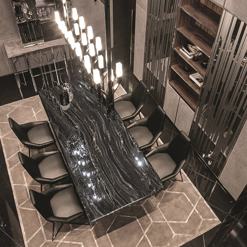 Luxury Style Marble Dining Table Single Pedestal Base Rectangle Table for Home Clearhalo ' dining_table' 'Dining Tables & Seating' 'Dining Tables' 'furn' 'furn_dining_table' 'Furniture' 'furniture_dining_table' 'Kitchen & Dining Furniture' 'kitchen&dining_furn' 'kitchen' 'kitchen_dining_table' 4020677