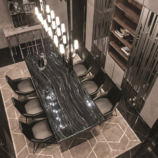 Luxury Style Marble Dining Table Single Pedestal Base Rectangle Table for Home