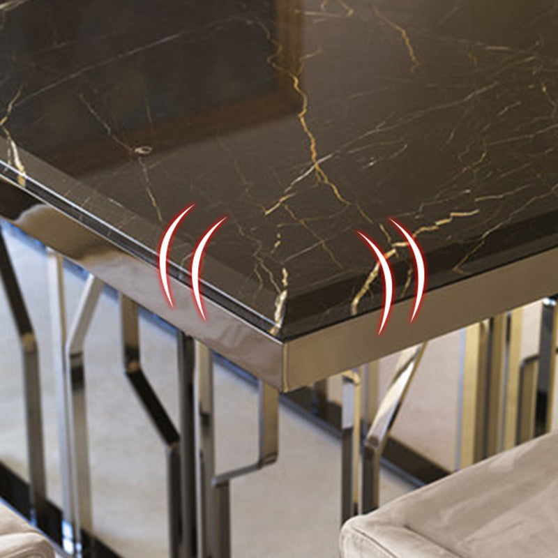 Luxury Style Marble Dining Table Single Pedestal Base Rectangle Table for Home Clearhalo ' dining_table' 'Dining Tables & Seating' 'Dining Tables' 'furn' 'furn_dining_table' 'Furniture' 'furniture_dining_table' 'Kitchen & Dining Furniture' 'kitchen&dining_furn' 'kitchen' 'kitchen_dining_table' 4020683