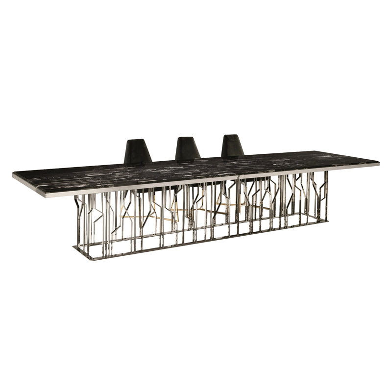 Luxury Style Marble Dining Table Single Pedestal Base Rectangle Table for Home Clearhalo ' dining_table' 'Dining Tables & Seating' 'Dining Tables' 'furn' 'furn_dining_table' 'Furniture' 'furniture_dining_table' 'Kitchen & Dining Furniture' 'kitchen&dining_furn' 'kitchen' 'kitchen_dining_table' 4020685