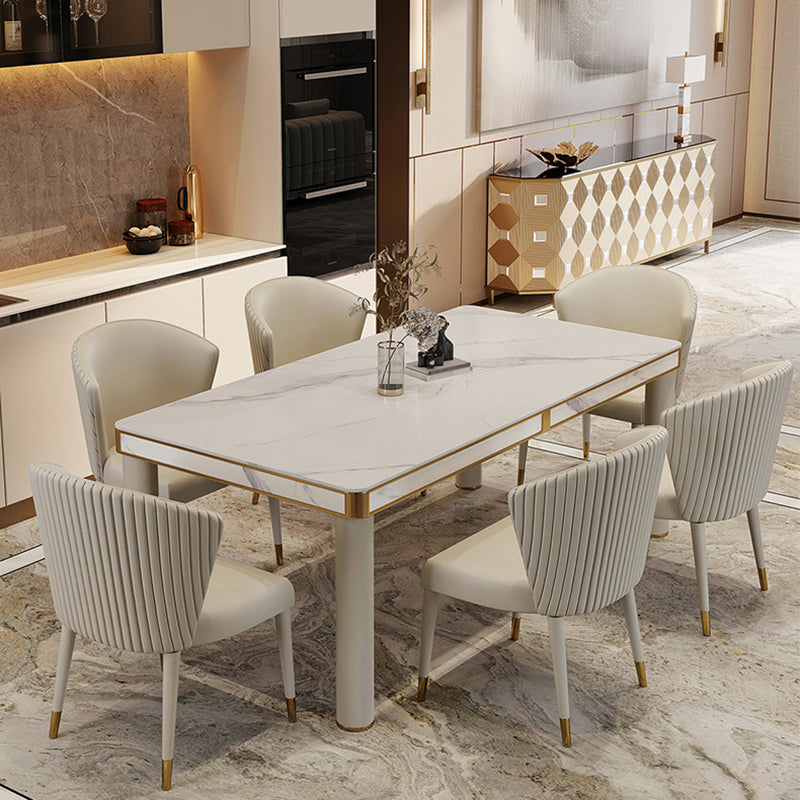 Luxury Sintered Stone Dining Table 4 Legs Base Scratch Resistant Rectangle Table for Home Clearhalo ' dining_table' 'Dining Tables & Seating' 'Dining Tables' 'furn' 'furn_dining_table' 'Furniture' 'furniture_dining_table' 'Kitchen & Dining Furniture' 'kitchen&dining_furn' 'kitchen' 'kitchen_dining_table' 4020688
