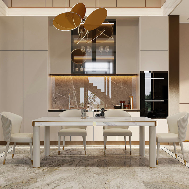 Luxury Sintered Stone Dining Table 4 Legs Base Scratch Resistant Rectangle Table for Home Clearhalo ' dining_table' 'Dining Tables & Seating' 'Dining Tables' 'furn' 'furn_dining_table' 'Furniture' 'furniture_dining_table' 'Kitchen & Dining Furniture' 'kitchen&dining_furn' 'kitchen' 'kitchen_dining_table' 4020689