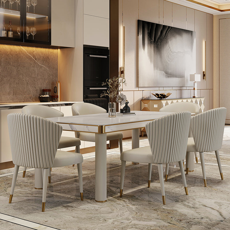 Luxury Sintered Stone Dining Table 4 Legs Base Scratch Resistant Rectangle Table for Home Clearhalo ' dining_table' 'Dining Tables & Seating' 'Dining Tables' 'furn' 'furn_dining_table' 'Furniture' 'furniture_dining_table' 'Kitchen & Dining Furniture' 'kitchen&dining_furn' 'kitchen' 'kitchen_dining_table' 4020690