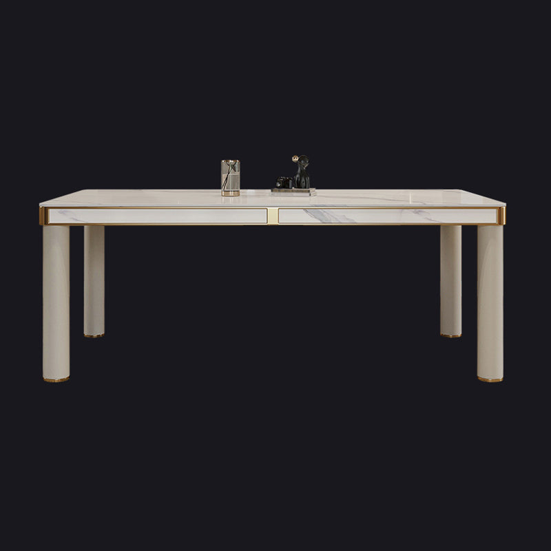 Luxury Sintered Stone Dining Table 4 Legs Base Scratch Resistant Rectangle Table for Home Without Chairs Clearhalo ' dining_table' 'Dining Tables & Seating' 'Dining Tables' 'furn' 'furn_dining_table' 'Furniture' 'furniture_dining_table' 'Kitchen & Dining Furniture' 'kitchen&dining_furn' 'kitchen' 'kitchen_dining_table' 4020692