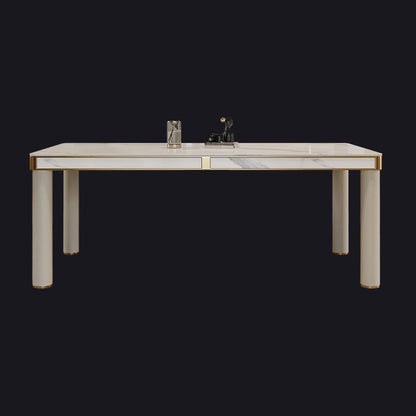 Luxury Sintered Stone Dining Table 4 Legs Base Scratch Resistant Rectangle Table for Home Without Chairs Clearhalo ' dining_table' 'Dining Tables & Seating' 'Dining Tables' 'furn' 'furn_dining_table' 'Furniture' 'furniture_dining_table' 'Kitchen & Dining Furniture' 'kitchen&dining_furn' 'kitchen' 'kitchen_dining_table' 4020692