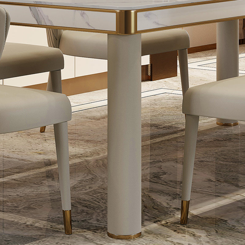 Luxury Sintered Stone Dining Table 4 Legs Base Scratch Resistant Rectangle Table for Home Clearhalo ' dining_table' 'Dining Tables & Seating' 'Dining Tables' 'furn' 'furn_dining_table' 'Furniture' 'furniture_dining_table' 'Kitchen & Dining Furniture' 'kitchen&dining_furn' 'kitchen' 'kitchen_dining_table' 4020693