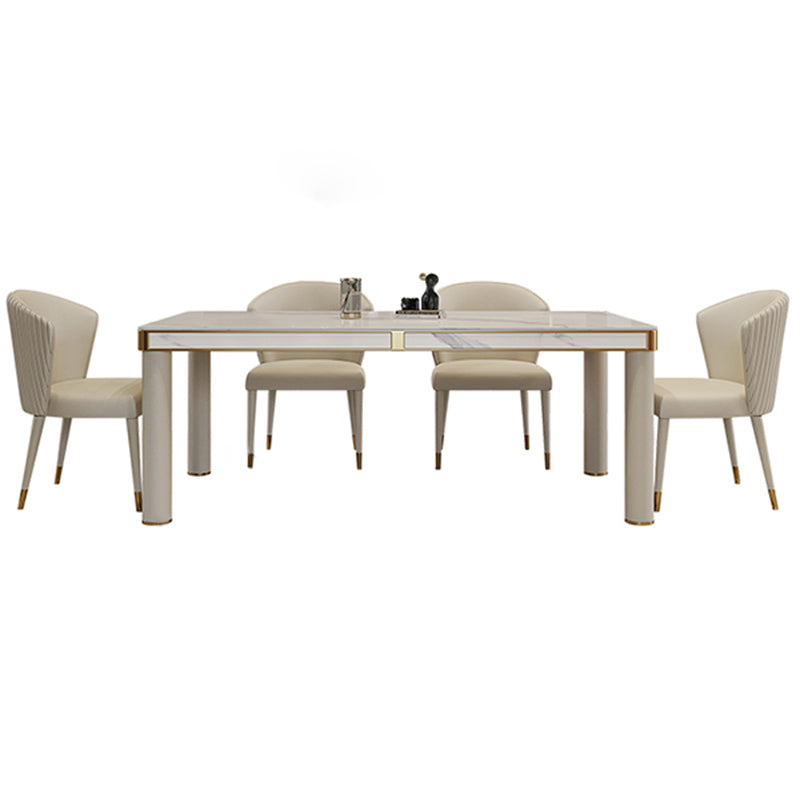 Luxury Sintered Stone Dining Table 4 Legs Base Scratch Resistant Rectangle Table for Home Clearhalo ' dining_table' 'Dining Tables & Seating' 'Dining Tables' 'furn' 'furn_dining_table' 'Furniture' 'furniture_dining_table' 'Kitchen & Dining Furniture' 'kitchen&dining_furn' 'kitchen' 'kitchen_dining_table' 4020694