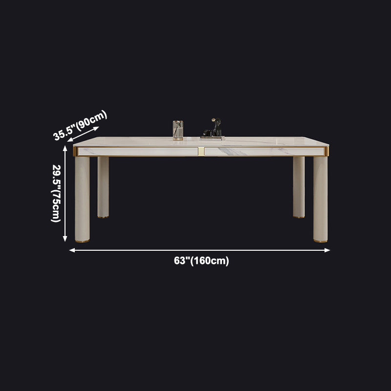 Luxury Sintered Stone Dining Table 4 Legs Base Scratch Resistant Rectangle Table for Home Clearhalo ' dining_table' 'Dining Tables & Seating' 'Dining Tables' 'furn' 'furn_dining_table' 'Furniture' 'furniture_dining_table' 'Kitchen & Dining Furniture' 'kitchen&dining_furn' 'kitchen' 'kitchen_dining_table' 4020697