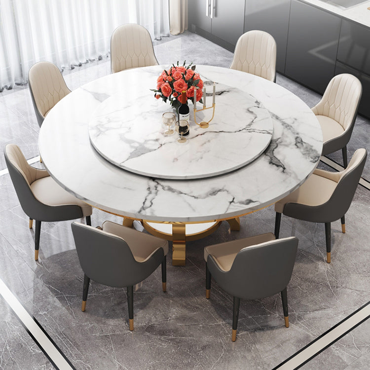 Luxury Style Marble Dining Table Single Pedestal Base Round Table for Home Clearhalo ' dining_table' 'Dining Tables & Seating' 'Dining Tables' 'furn' 'furn_dining_table' 'Furniture' 'furniture_dining_table' 'Kitchen & Dining Furniture' 'kitchen&dining_furn' 'kitchen' 'kitchen_dining_table' 4020708