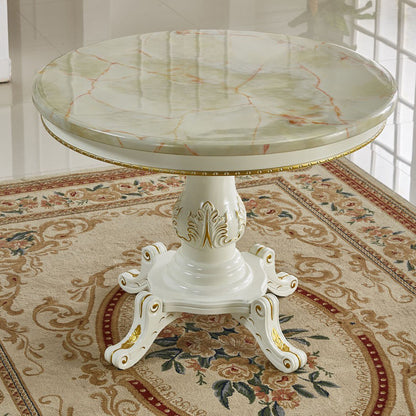Solid Wood Victorian Round Dining Table Marble Table with Pedestal Base Beige Without Chairs Clearhalo ' dining_table' 'Dining Tables & Seating' 'Dining Tables' 'furn' 'furn_dining_table' 'Furniture' 'furniture_dining_table' 'Kitchen & Dining Furniture' 'kitchen&dining_furn' 'kitchen' 'kitchen_dining_table' 4020715