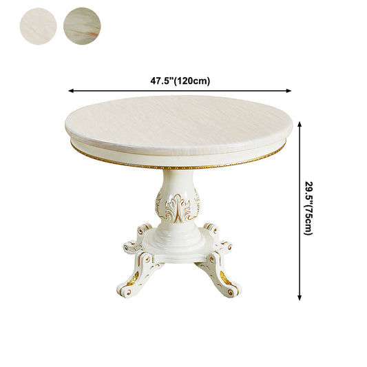 Solid Wood Victorian Round Dining Table Marble Table with Pedestal Base
