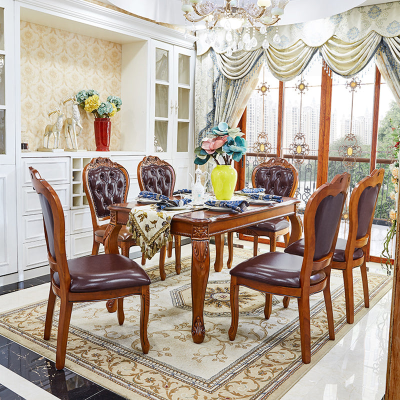 Rectangle Shape Mid-Century Modern Dining Table Brown Tone Fixed Table with 4 Legs Clearhalo ' dining_table' 'Dining Tables & Seating' 'Dining Tables' 'Furniture' 'furniture_dining_table' 'Kitchen & Dining Furniture' 'kitchen&dining_furn' 'kitchen' 'kitchen_dining_table' 4020729