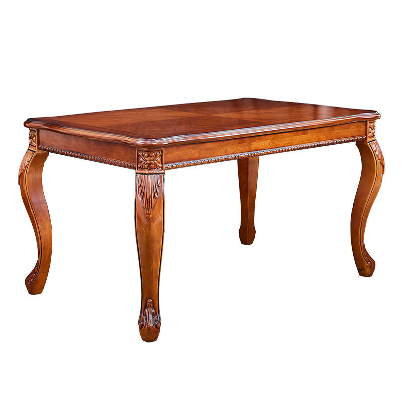 Rectangle Shape Mid-Century Modern Dining Table Brown Tone Fixed Table with 4 Legs Clearhalo ' dining_table' 'Dining Tables & Seating' 'Dining Tables' 'Furniture' 'furniture_dining_table' 'Kitchen & Dining Furniture' 'kitchen&dining_furn' 'kitchen' 'kitchen_dining_table' 4020732